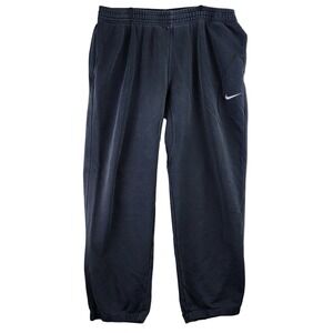 Nike Fleece Jogger Sweatpants Mens XXL Black Embroidered Swoosh Relaxed Fit